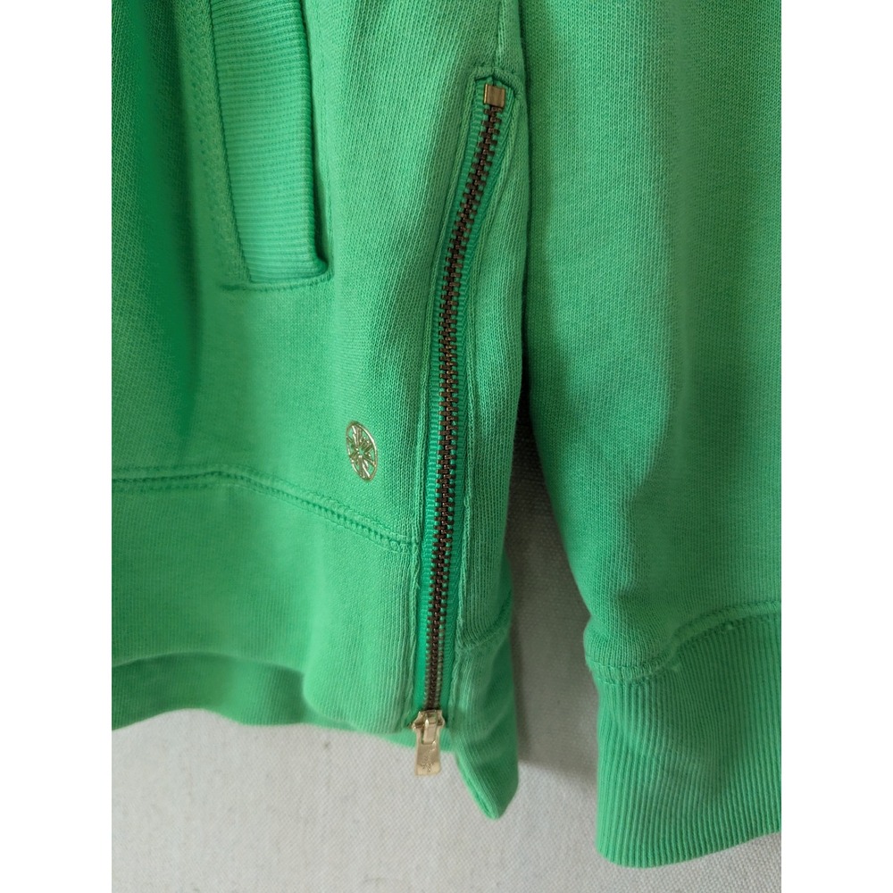Lilly Pulitzer Luxletic Sweatshirt Womens Large Green Side Zip Pockets Raglan - Picture 3 of 8